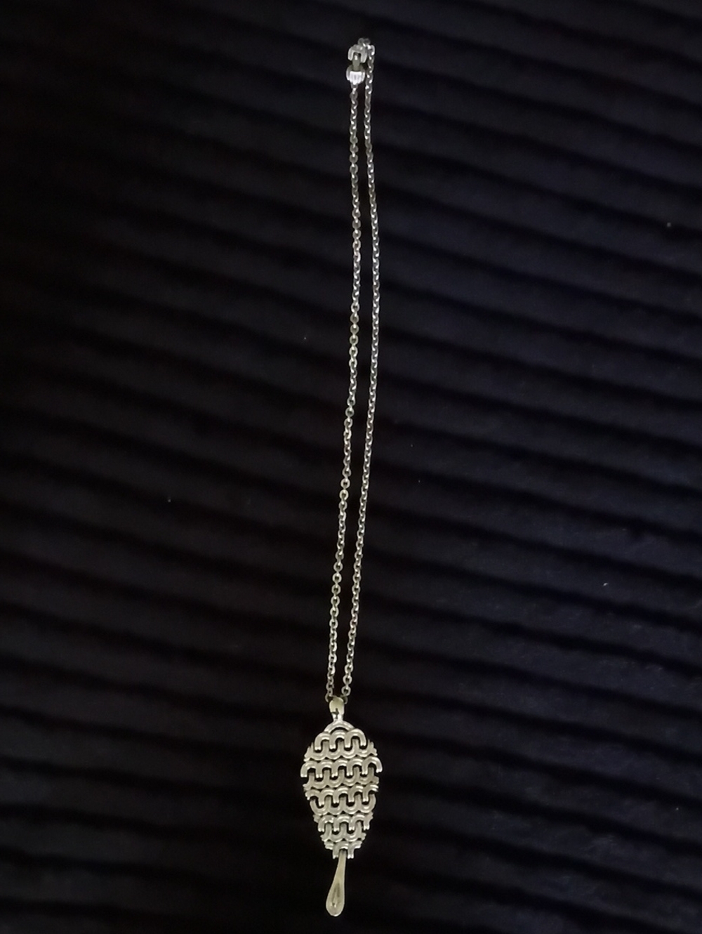 Vintage MONET Silver Pendant Necklace with Intricate Filigree Drop